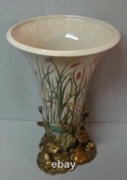 Art Nouveau Style Vase Figurine Frog Art Deco Style Porcelain Bronze
