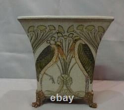 Art Nouveau Style Vase Marabou Bird Art Deco Style Porcelain Bronze