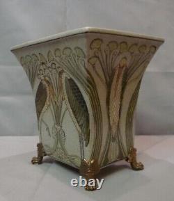 Art Nouveau Style Vase Marabou Bird Art Deco Style Porcelain Bronze