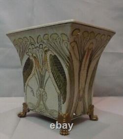 Art Nouveau Style Vase Marabou Bird Art Deco Style Porcelain Bronze