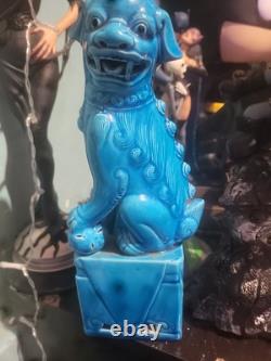 Art deco Blue Dog Fine Turquoise Porcelain 10