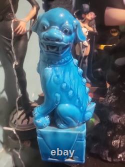 Art deco Blue Dog Fine Turquoise Porcelain 10
