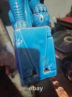 Art deco Blue Dog Fine Turquoise Porcelain 10