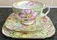 Art Deco Paragon Period Replica Queen Mary Clematis Patt Cup Saucer Plate Trio