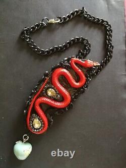 Art deco nouveau jewelry necklace pendant luxury retro rare snake apple crystals