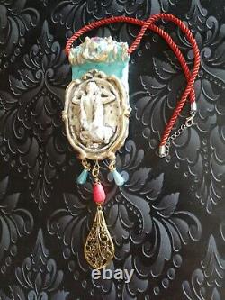 Art deco nouveau jewelry necklace woman pendant luxury charm retro crystal beads