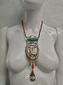Art deco nouveau jewelry necklace woman pendant luxury charm retro crystal beads