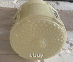 Arts & Crafts Deco Custard Colored Floral Shade White Porcelain Fixture