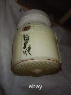 Arts & Crafts Deco Custard Floral Shade White Porcelain Fixture