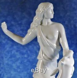 Augarten Wien Vienna 15 Art Deco Porcelain Statuette Nude Woman & Deer, F Optiz