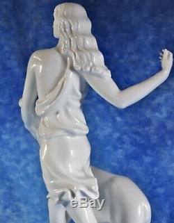 Augarten Wien Vienna 15 Art Deco Porcelain Statuette Nude Woman & Deer, F Optiz