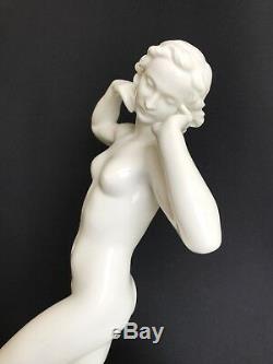 Augarten Wien Vienna Porcelain Figurine Art Deco Nude Woman Kneeling Austria