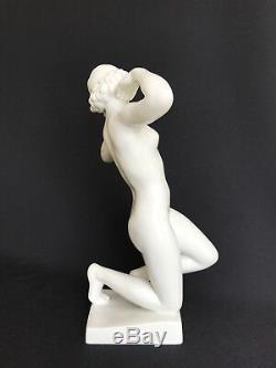 Augarten Wien Vienna Porcelain Figurine Art Deco Nude Woman Kneeling Austria