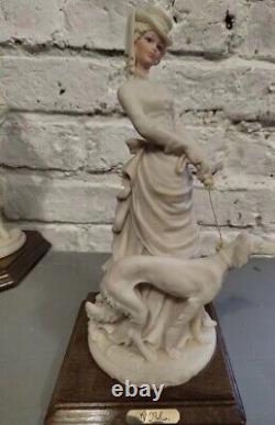 Auro Belcari Porcelain Figurine Sculpture Lady with Dog Handmade UltraRare 11.4