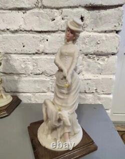 Auro Belcari Porcelain Figurine Sculpture Lady with Dog Handmade UltraRare 11.4