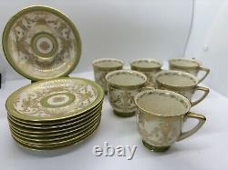 Austria Bohemian Art Deco C. F. Boseck &Co Porcelain Demitasse Set Of 6 Plus