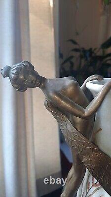 BEAUTIFUL REPRODUCTION VASE/Art Deco/ Brass/Porcelain /Fairy/Dragonfly/Frog