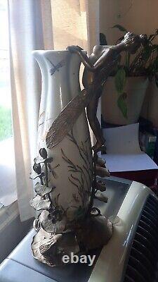 BEAUTIFUL REPRODUCTION VASE/Art Deco/ Brass/Porcelain /Fairy/Dragonfly/Frog