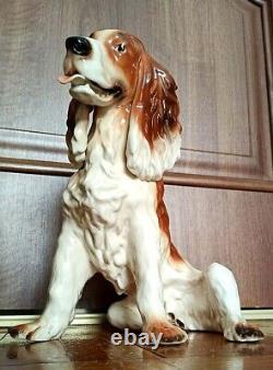 BIG dog SPANIEL Porcelain figurine old Romania Cluj Napoca Cervit