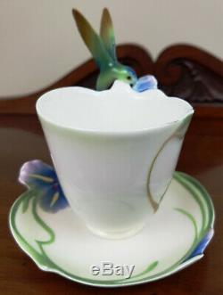 BNIB Franz Porcelain Long Tail Hummingbird Cup and Saucer FZ00129 Art Deco Style