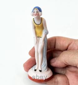 Bathing Beauty Lady Woman Figurine Porcelain Doll Bisque Germany Vtg Art Deco