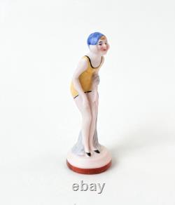 Bathing Beauty Lady Woman Figurine Porcelain Doll Bisque Germany Vtg Art Deco