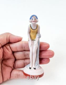 Bathing Beauty Lady Woman Figurine Porcelain Doll Bisque Germany Vtg Art Deco
