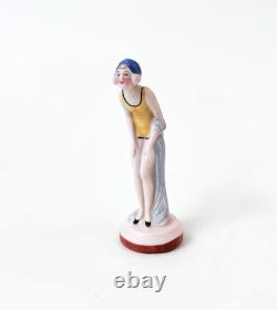Bathing Beauty Lady Woman Figurine Porcelain Doll Bisque Germany Vtg Art Deco