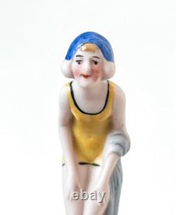 Bathing Beauty Lady Woman Figurine Porcelain Doll Bisque Germany Vtg Art Deco