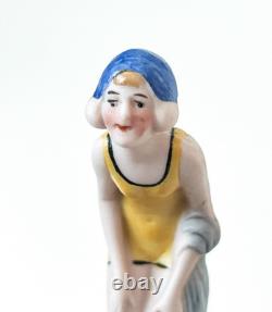 Bathing Beauty Lady Woman Figurine Porcelain Doll Bisque Germany Vtg Art Deco