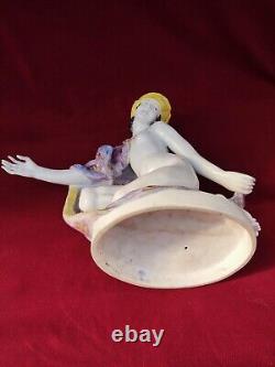 Beautiful ART DECO Karl Ens Volkstedt German Porcelain Figure NUDE ODALISQUE