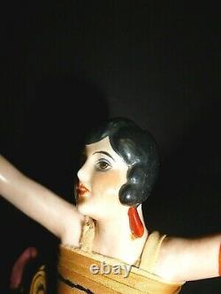 Beautiful German 1920's Porcelain Art Deco Flapper Half Doll Arms Away