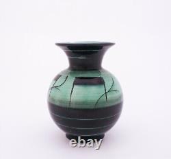 Beautiful Green & Black Porcelain Vase Ilse Claesson Art Deco Rörstrand