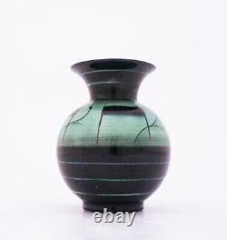 Beautiful Green & Black Porcelain Vase Ilse Claesson Art Deco Rörstrand