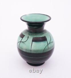 Beautiful Green & Black Porcelain Vase Ilse Claesson Art Deco Rörstrand