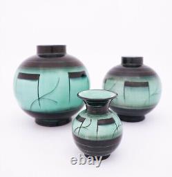 Beautiful Green & Black Porcelain Vase Ilse Claesson Art Deco Rörstrand