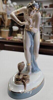 Beautiful Royal Dux Bohemia Art Deco Fine Porcelain Statue The Snake Charmer