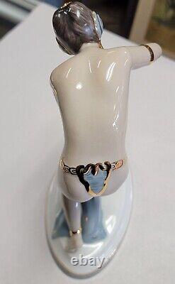 Beautiful Royal Dux Bohemia Art Deco Fine Porcelain Statue The Snake Charmer