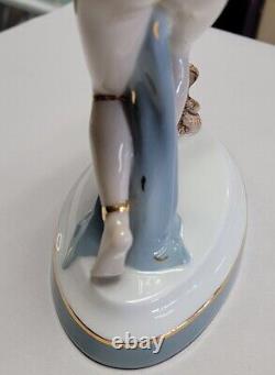 Beautiful Royal Dux Bohemia Art Deco Fine Porcelain Statue The Snake Charmer