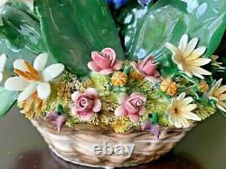 Beautiful Vintage Capodimonte Porcelain Made in Italy Flower Basket Crown N