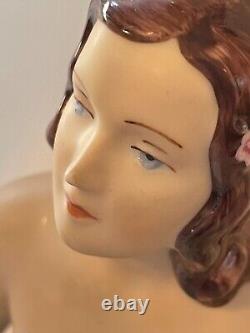Beautiful Vintage Royal Dux Porcelain Woman Figurine Art Deco Seated Lady