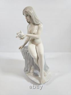 Beautiful woman Porcelain Figure bird Art Nouveau vintage Art Deco Risque nude