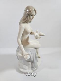 Beautiful woman Porcelain Figure bird Art Nouveau vintage Art Deco Risque nude