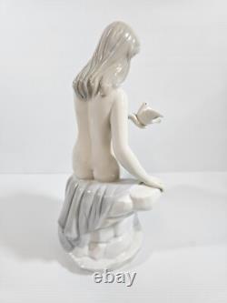Beautiful woman Porcelain Figure bird Art Nouveau vintage Art Deco Risque nude