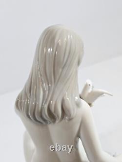 Beautiful woman Porcelain Figure bird Art Nouveau vintage Art Deco Risque nude