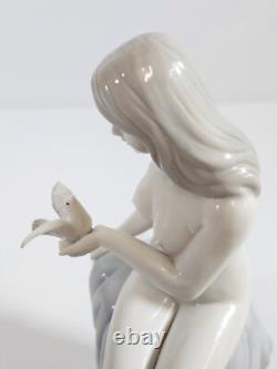 Beautiful woman Porcelain Figure bird Art Nouveau vintage Art Deco Risque nude