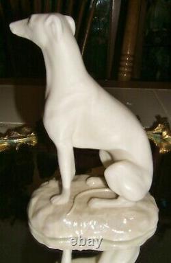 Belleek Porcelain female greyhound figure black mark Original production