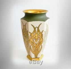 Bernardaud and Co Limoges vase art deco gold iris design