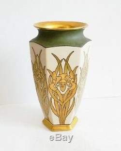 Bernardaud and Co Limoges vase art deco gold iris design