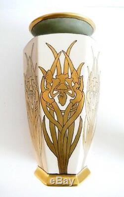 Bernardaud and Co Limoges vase art deco gold iris design